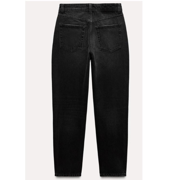 ZARA Jeans Womens Black High Rise Mom Fit Relaxed Fit Trendy Taper Denim Size 4 - Picture 2 of 7